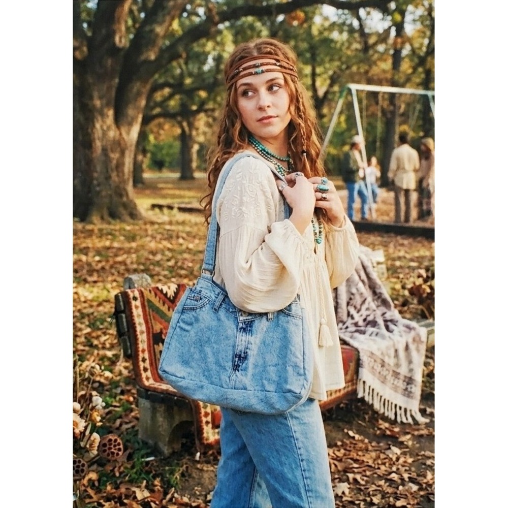 Vintage Hand‎ & Heart Upcycled Levi's Denim Purse Walnut CA Hand Made Y2K Boho
